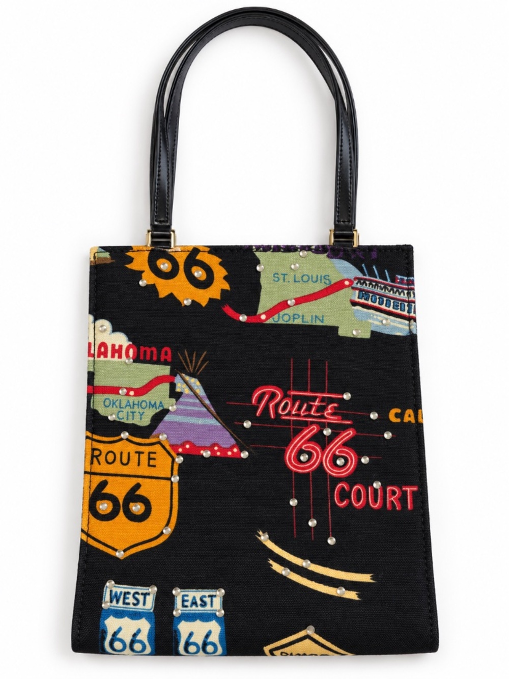 Purse small canvas Route 66 retro 90's cross body or small handle vintage look